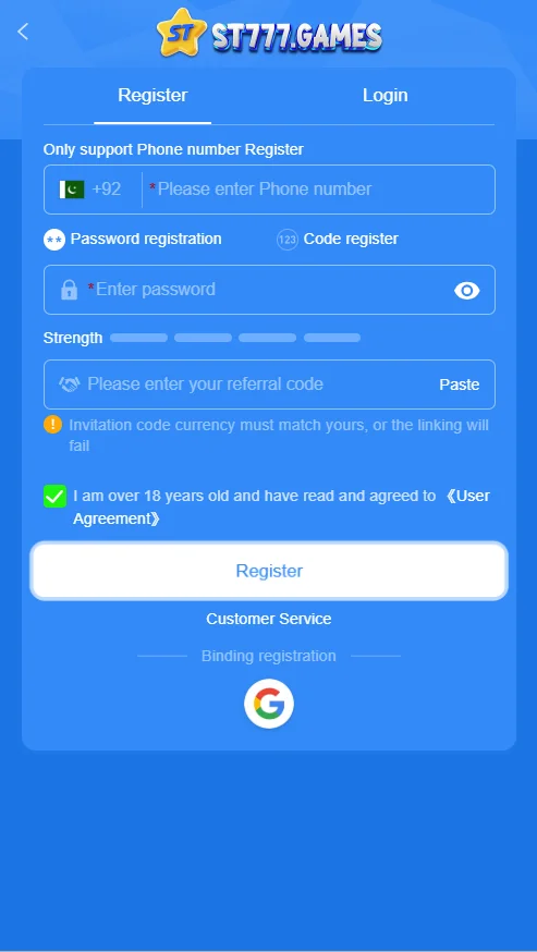 ST777 Login and Register